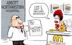 Sack cartoon: McDonald's at the hospital