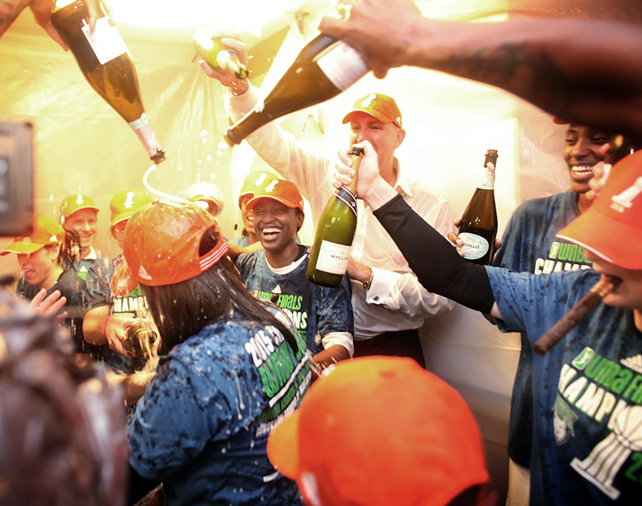 The Minnesota Lynx celebrate winning the WNBA title.