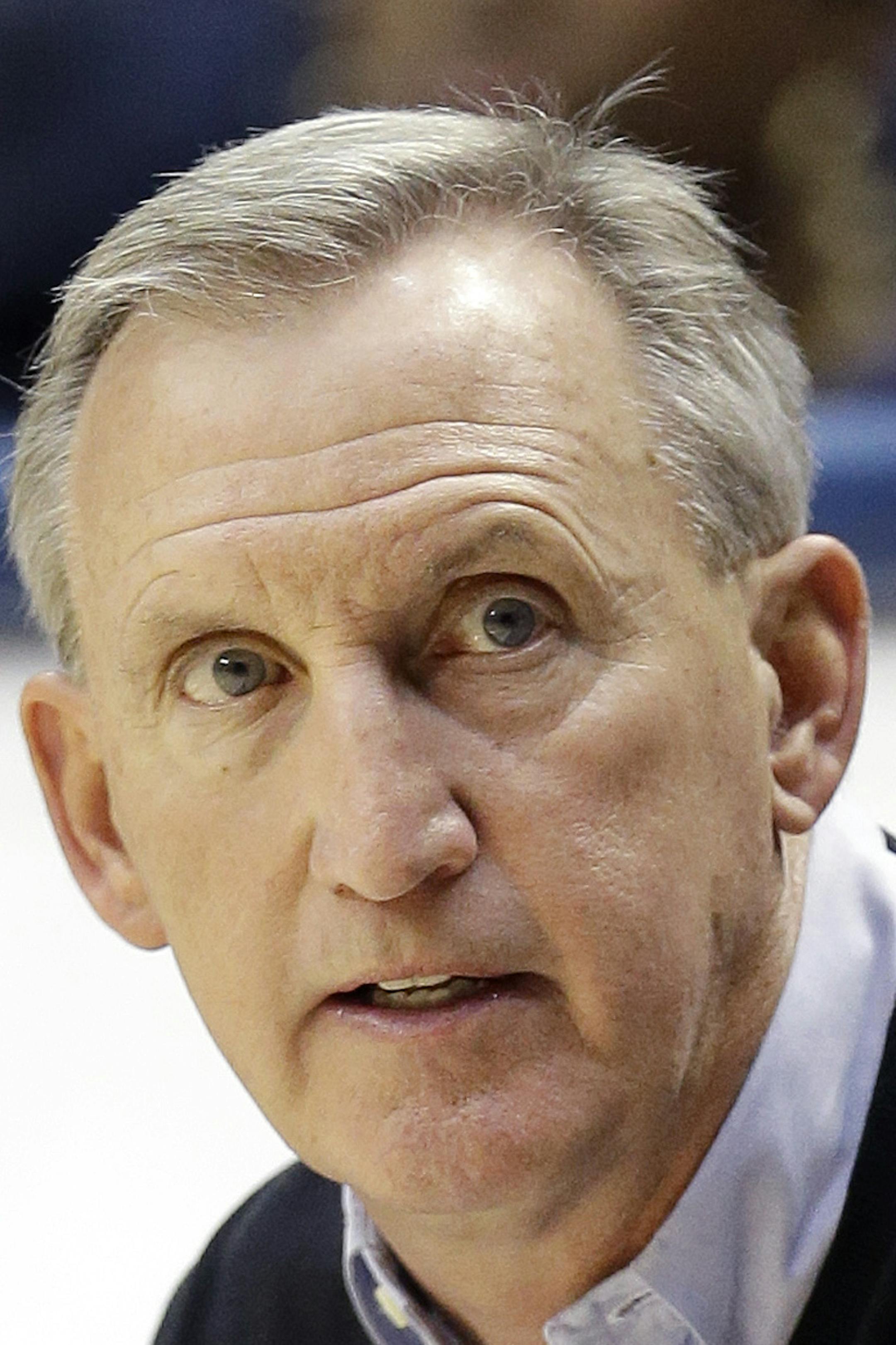 Belmont head coach Rick Byrd watches the action in the first half of an NCAA college basketball game between Belmont and SIU Edwardsville on Thursday, Jan. 8, 2015, in Nashville, Tenn. (AP Photo/Mark Humphrey) ORG XMIT: TNMH1