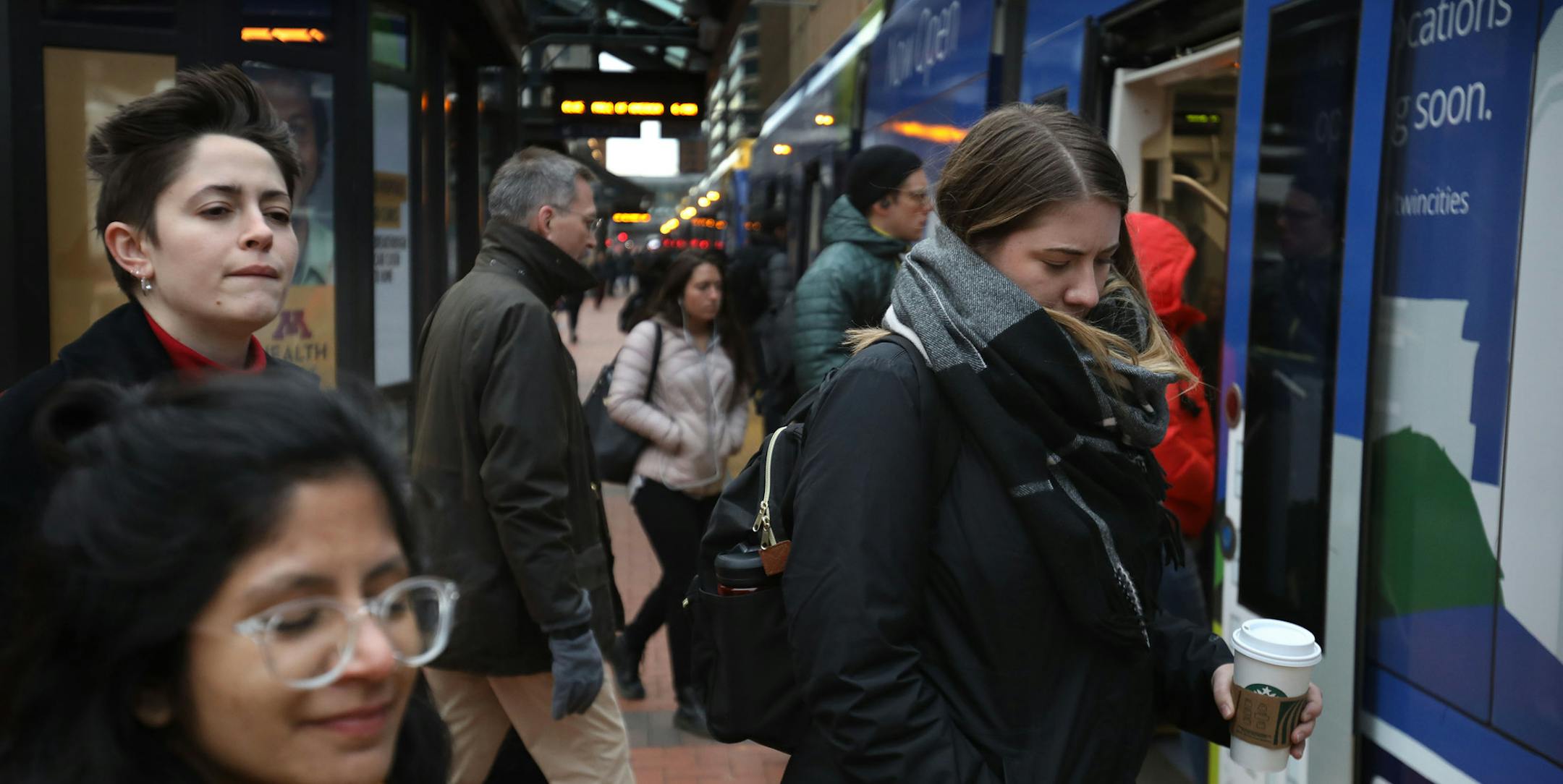 Commuters board a light rail train in downtown Wednesday, Nov. 6, 2019, in Minneapolis, MN.]
DAVID JOLES • david.joles@startribune.com
A recent Sunday afternoon stabbing on the Green Line LRT has raised new questions about the safety of passengers using the Twin Cities' two light-rail lines. It's a challenge facing new Metro Transit police chief Eddie Frizell, and one that frustrates regular transit riders who rely on public transportation to get to work and school. And, an outstate lawma