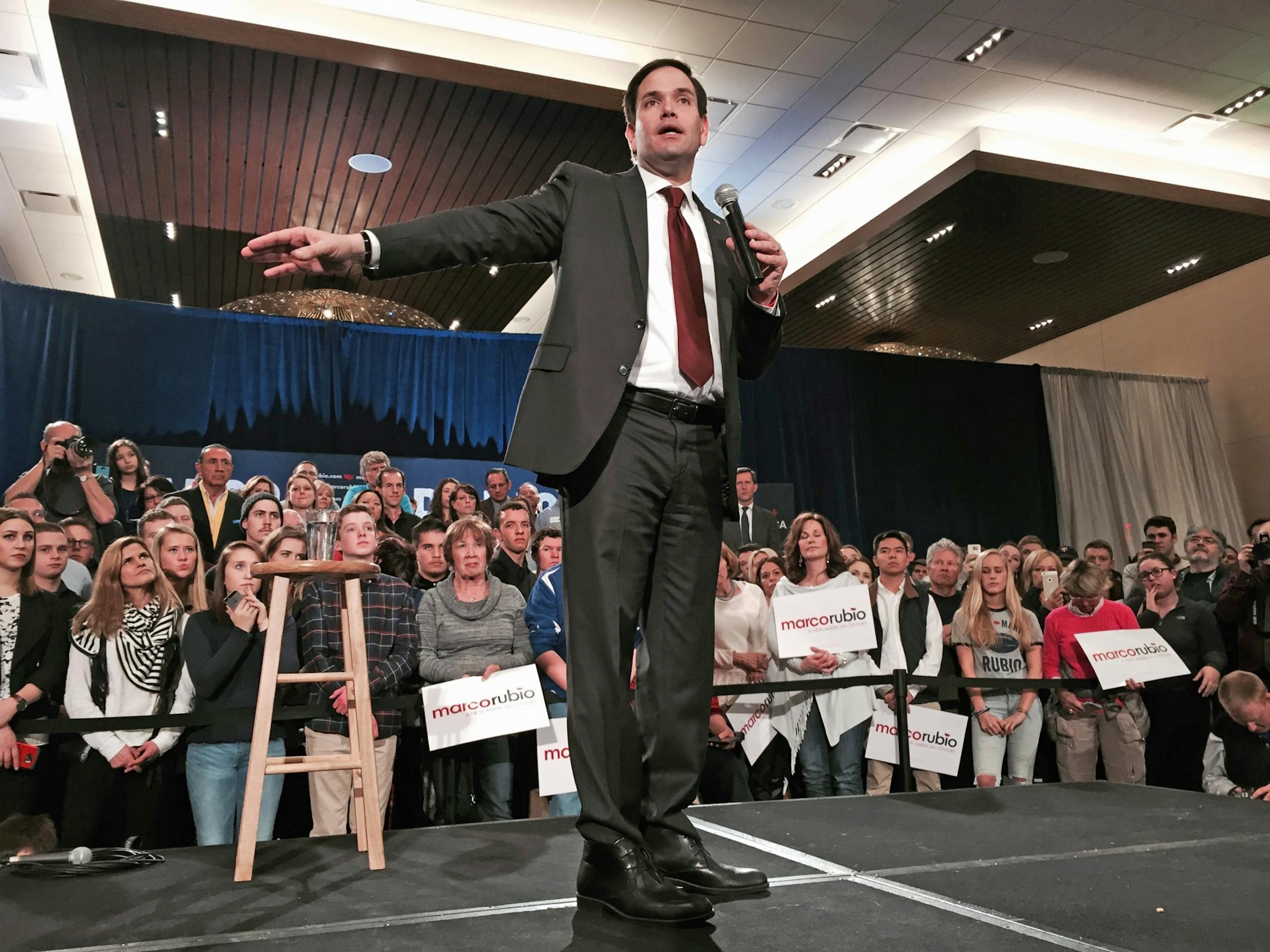 Florida Sen. Marco Rubio campaigned in Minneapolis on Tuesday ahead of Minnesota's March 1 presidential caucus.