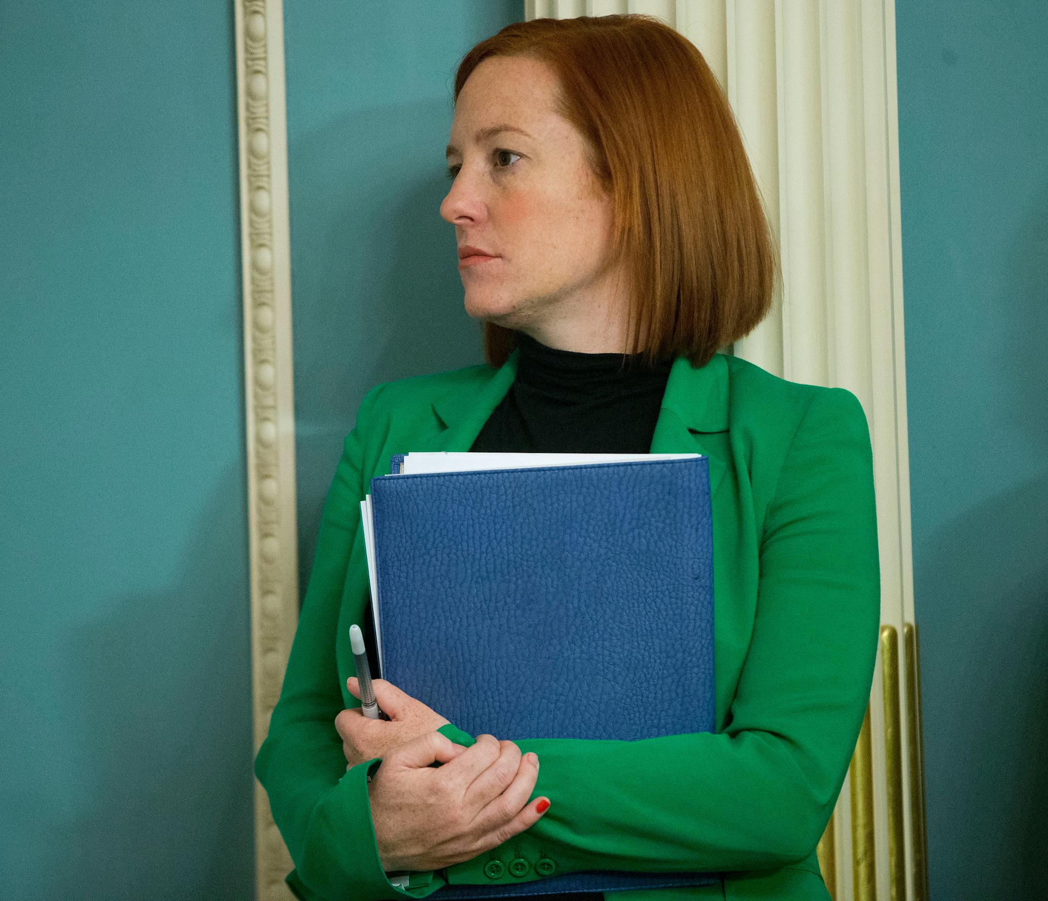 FILE: State Department spokeswoman Jen Psaki stands in on a meeting in Washington, Friday, Feb. 27, 2015.