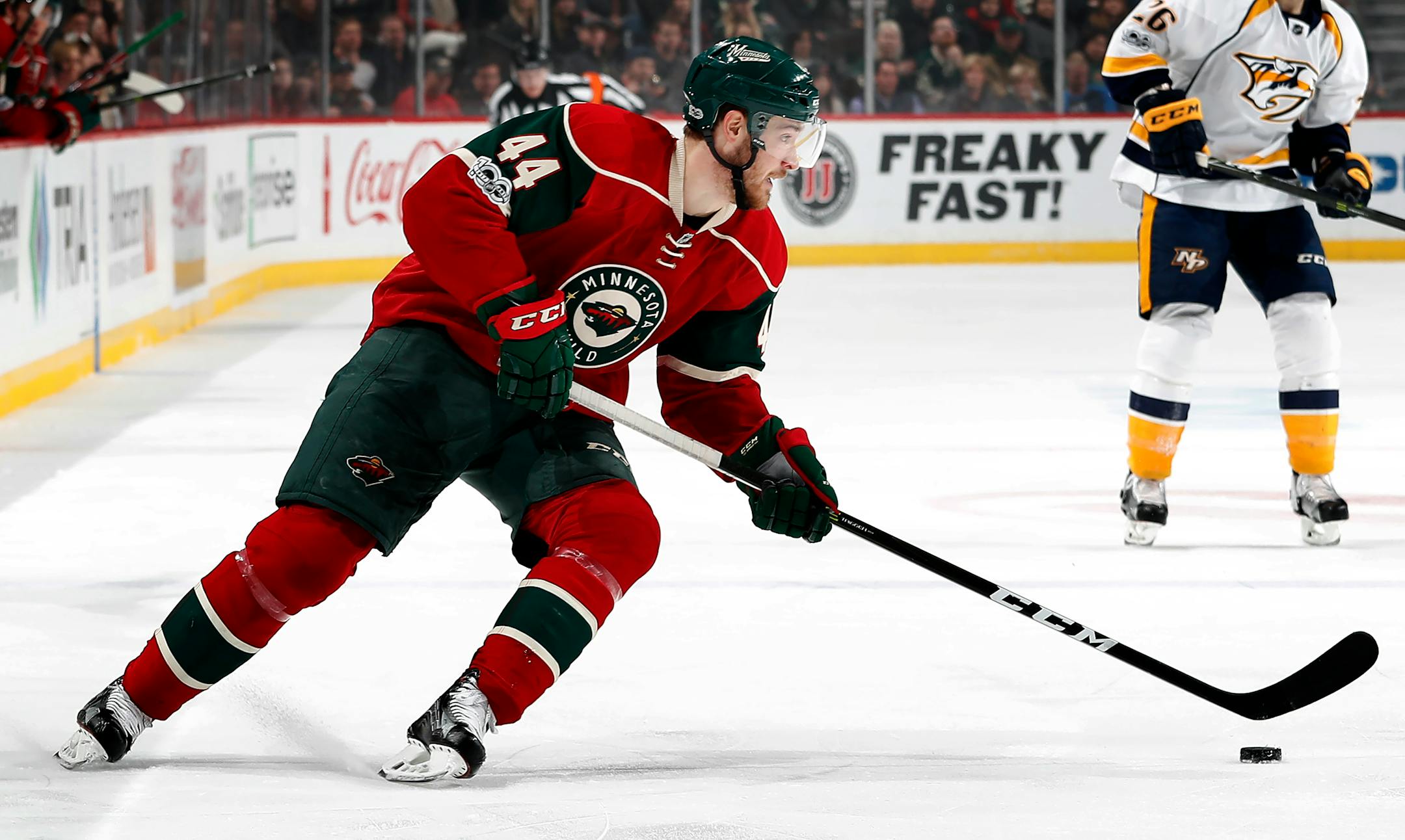 Tyler Graovac paid the price for the Wild being unhappy with the play of the fourth line of late. The Wild center was placed on waivers Monday. If Graovac clears at 11 a.m. Tuesday, he'll be assigned to AHL Iowa. ] CARLOS GONZALEZ cgonzalez@startribune.com - January 22, 2017, St. Paul, MN, Xcel Energy Center, NHL, Hockey, Nashville Predators at Minnesota Wild
