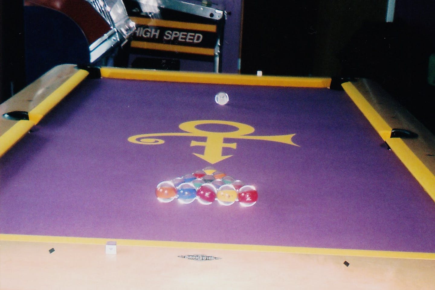 A pool table at Paisley Park bears Prince's symbol.