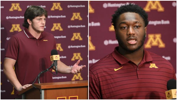 Linebacker Jack Gibbens (left) and tackle Nyles Pinckney, two graduate transfers, made their Gophers debuts against Ohio State and know the defense is