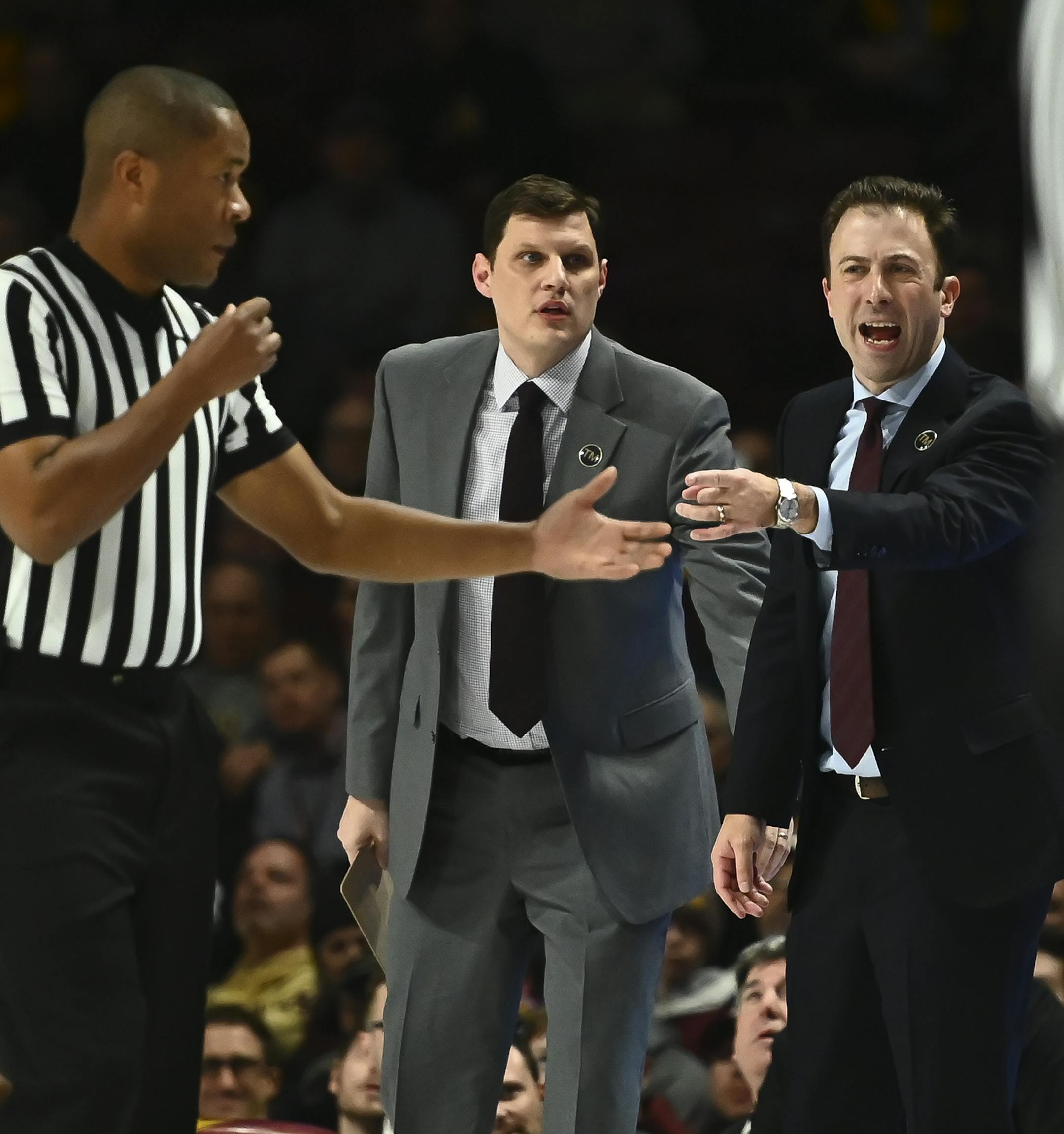 Minnesota Golden Gophers head coach Richard Pitino argued against an offensive foul call in the first half against the Illinois Fighting Illini. ] Aaron Lavinsky &#xa5; aaron.lavinsky@startribune.com The University of Minnesota Golden Gophers played the Illinois Fighting Illini on Wednesday, Jan. 30, 2019 at Williams Arena in Minneapolis, Minn.