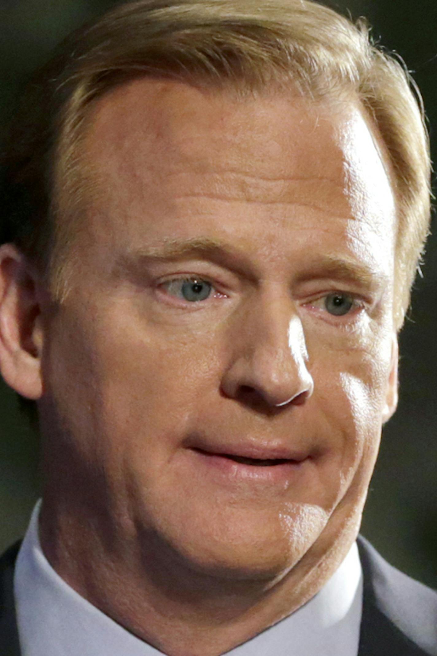 FILE - From left are file photos showing Baltimore Ravens President Dick Cass, NFL Commissioner Roger Goodell and NFL security chief Jeffrey Miller. Ray Rice arrived for his appeal hearing Wednesday morning, Nov. 5, 2014, at the offices of former U.S. District Judge Barbara S. Jones in New York. Goodell, Miller, and Cass are among the key witnesses expected to testify in the two-day hearing. (AP Photo/File)