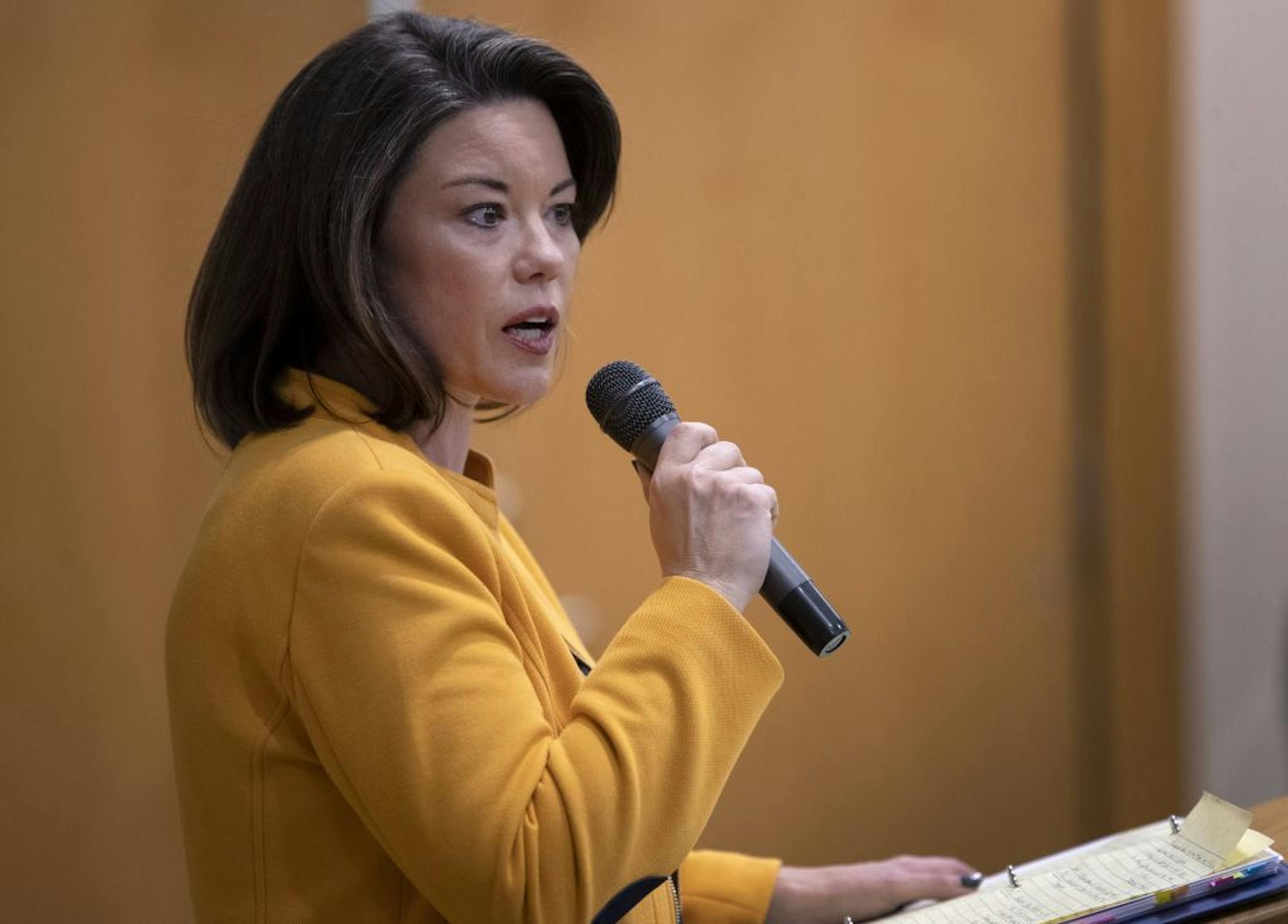 U.S. Rep. Angie Craig spoke during a Town Hall at the Eagan Community Center.