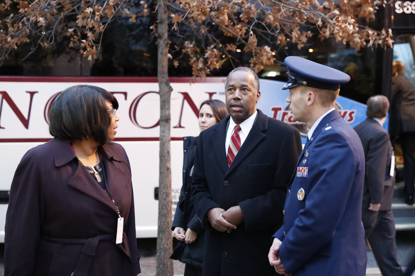 Housing and Urban Development Secretary-designate Dr. Ben Carson and his wife Candy, arrives for church service at St. John&#x2019;s Episcopal Church across from the White House in Washington, Friday, Jan. 20, 2017, on Donald Trump's inauguration day. (AP Photo/Alex Brandon)