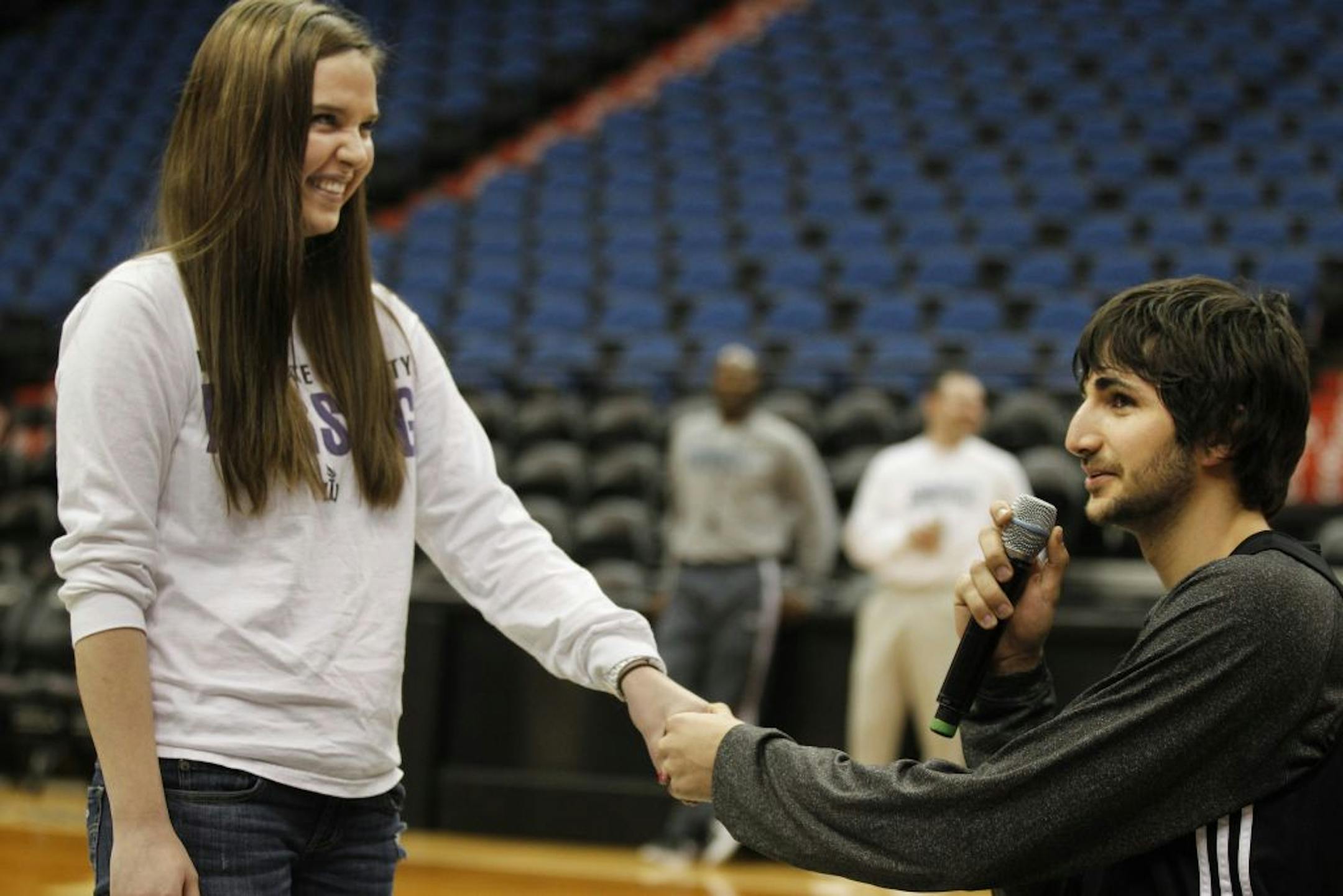 Tara Hermann who turned 21 got a birthday serenade from Ricky Rubio .