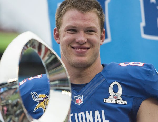 Kyle Rudolph's second NFL season ended with an MVP trophy from the Pro Bowl after the Vikings tight end had five receptions for 122 yards and a touchd