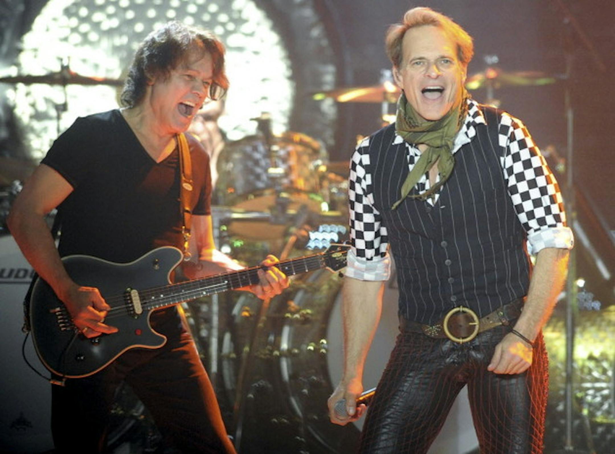 Eddie Van Halen, left, and David Lee Roth were still smiling at Van Halen's recent concert in Reading, Pa. / AP Photo/The Express-Times, Matt Smith