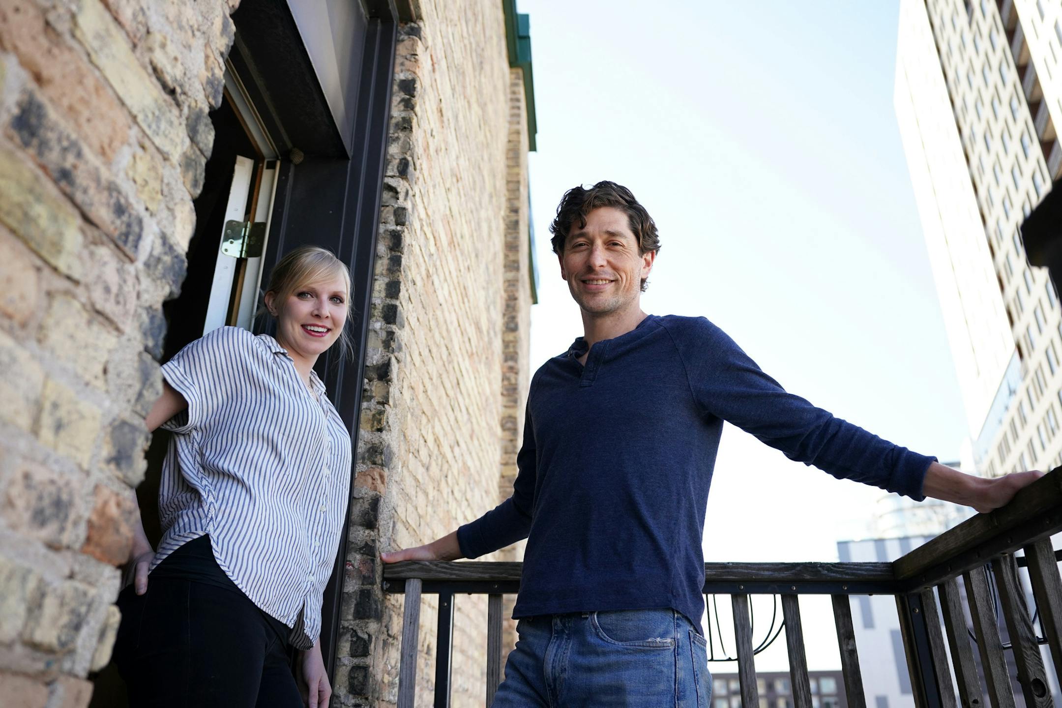 Minneapolis Mayor Jacob Frey and his wife, Sarah Clarke, stood for a portrait at their home Thursday. ] ANTHONY SOUFFLE • anthony.souffle@startribune.com Minneapolis Mayor Jacob Frey and his wife, Sarah Clarke, who are navigating the pandemic both personally as they await their first child and professionally as the city shifts to a new way of life during the COVID-19 pandemic, stood for a portrait at their home Thursday, April 30, 2020 in Northeast Minneapolis.