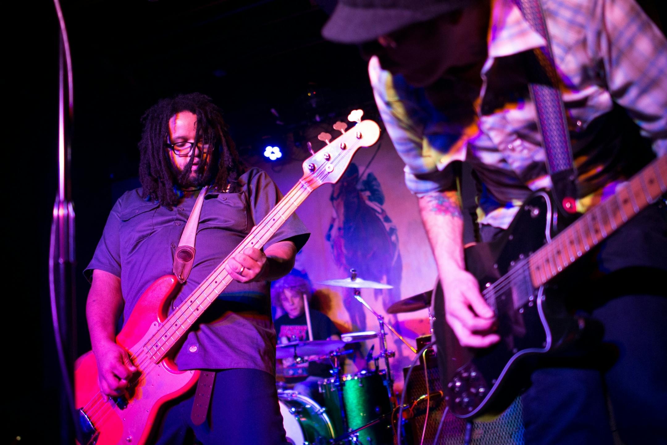 Appetite for Zaccardi bassist, Tony Zaccardi, left, performs during the band's show at Turf Club early Saturday morning.