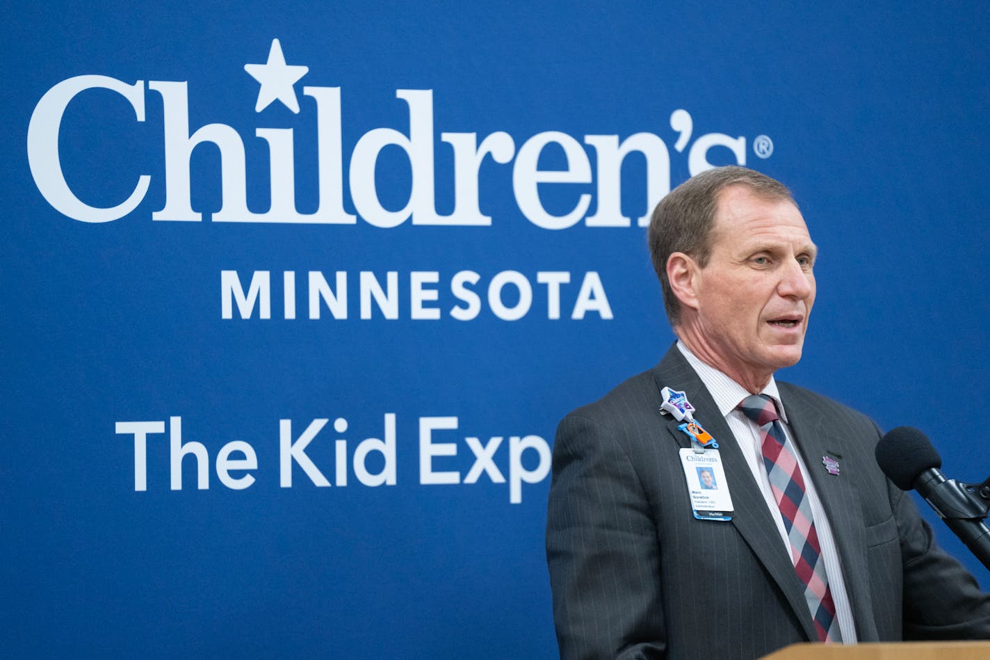 Dr. Marc Gorelick, president and CEO of Children's Minnesota, speaks at a press conference addressing the Minnesota Nurses Association intent to strike Thursday, Dec.1, 2022 at Children's Minnesota in Minneapolis. ]