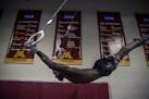 Gophers junior Jalon Stephens practiced the rings during practice in the third floor of Cooke Hall at the University of Minnesota in January.