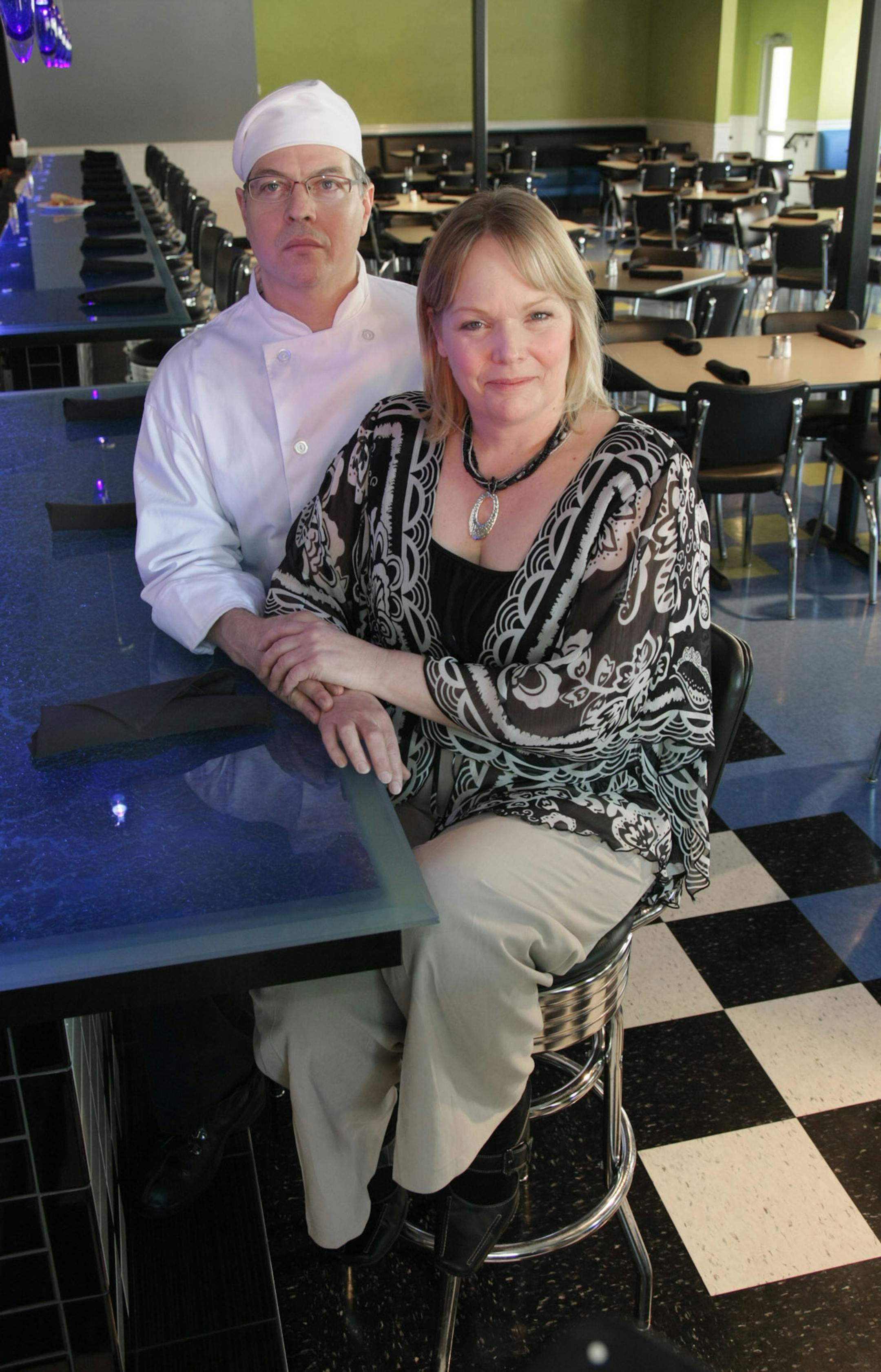 John and Joan Howe-Pullis in the newly opened Mix New American Diner across from the town square in Chaska.