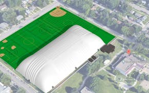 Rendering of the dome and new athletic fields outside the Conway Community Center in St. Paul as the Sanneh Foundation looks to expand year-round acti