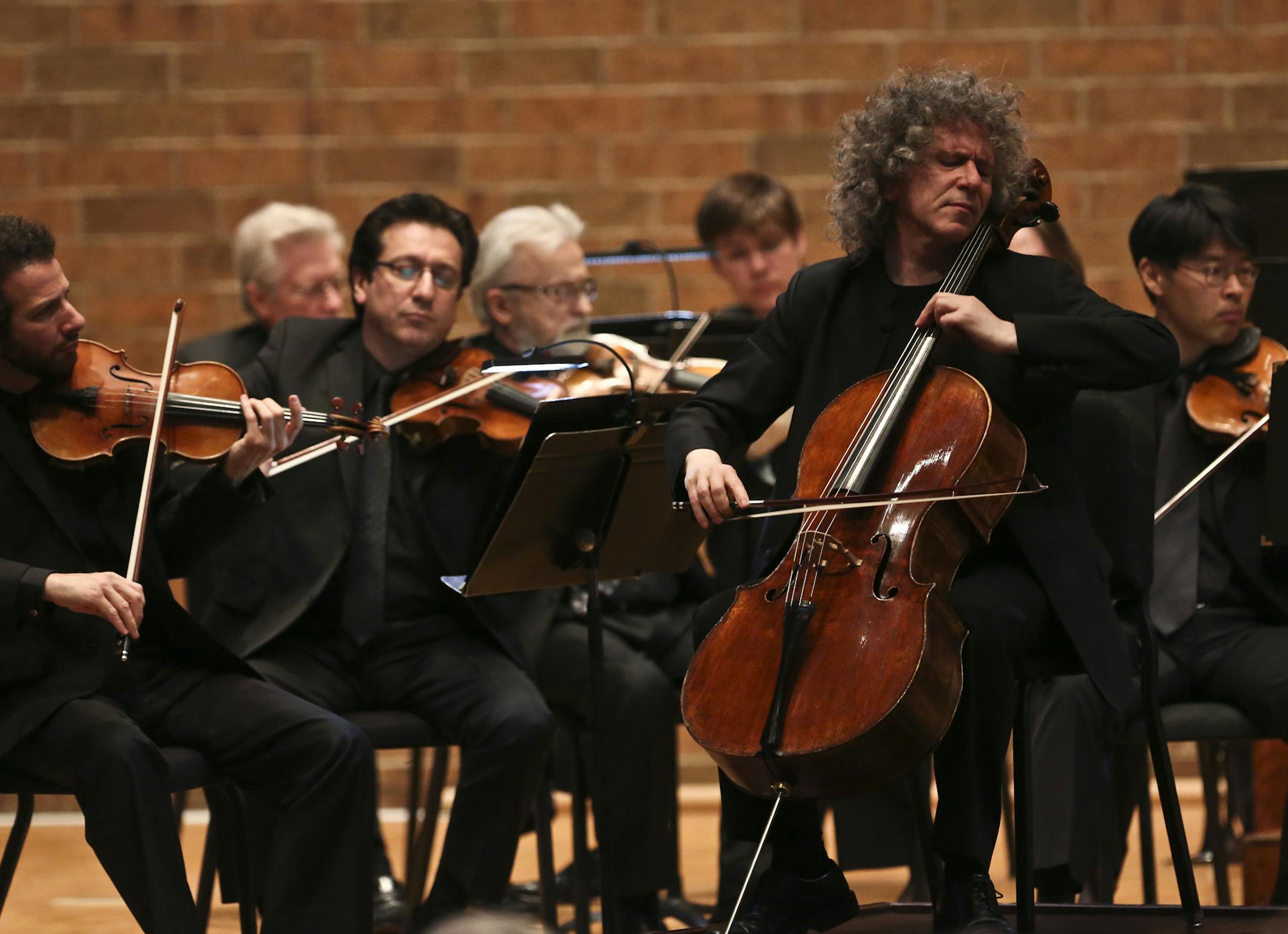 Steven Isserlis played the cello with the St. Paul Chamber Orchestra at the first concert since their contract settlement at Shepard of the Valley Church in Apple Valley, Minn. on Thursday, May 9, 2013. ] (RENEE JONES SCHNEIDER * reneejones@startribune.com)