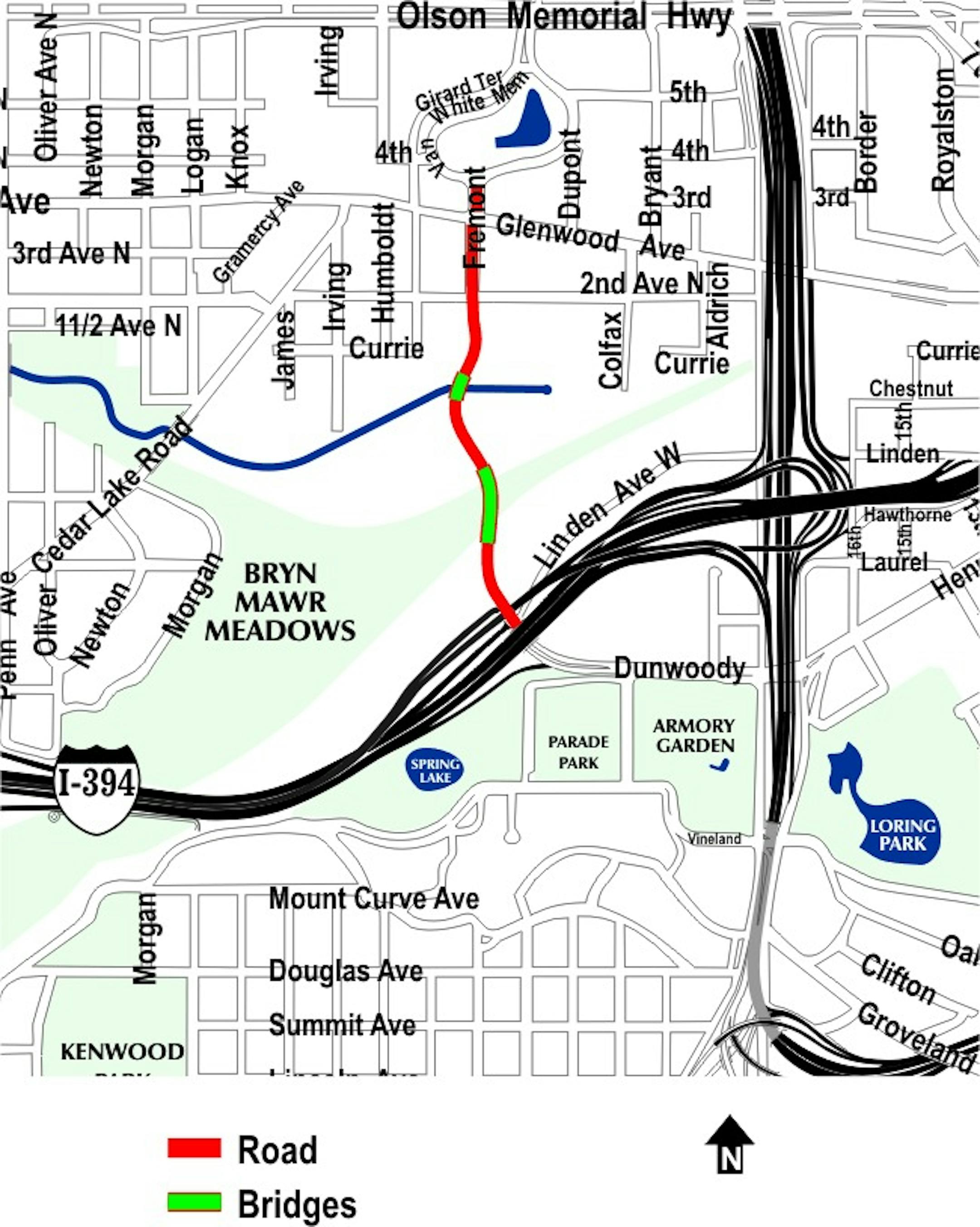 A new road will connect Glenwood Ave. to Dunwoody Blvd. in Minneapolis.