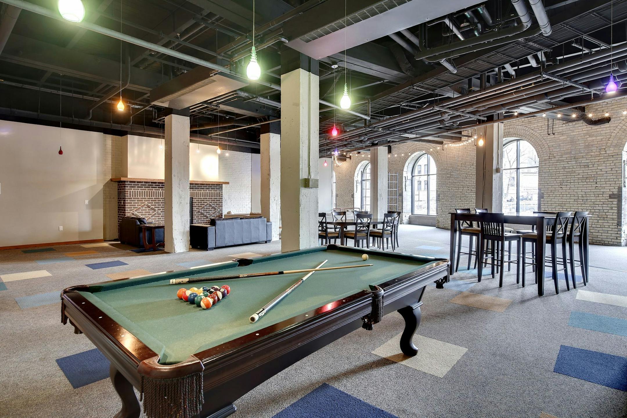 Pool table in the community room.