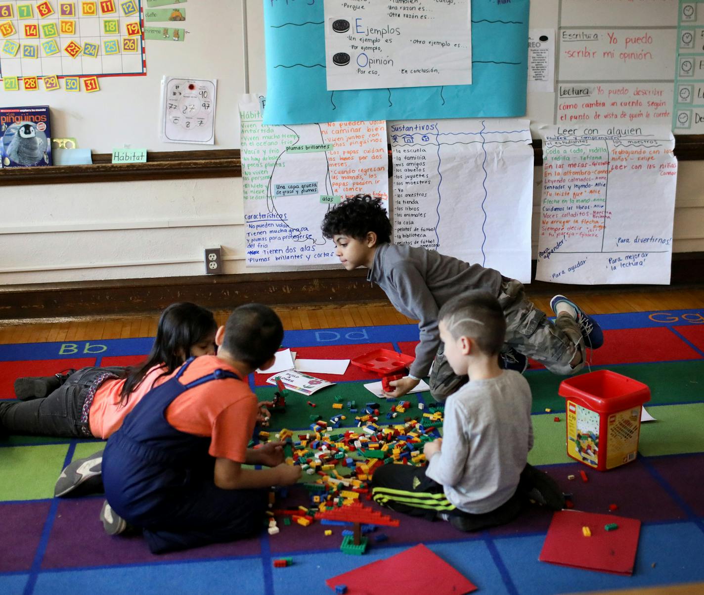 Emerson Spanish Immersion after school Focus for Success participant Diego Quintanilla, rear right, and fellow students construct Lego creations Thursday, Jan. 17, 2019, in Minneapolis, MN.] DAVID JOLES &#x2022; david.joles@startribune.com Emerson Spanish Immersion second grade teacher Brianna Jensen has launched a new afterschool program that will help students with difficulties focusing and behavioral problems do well in school. The program is the first of its kind in Minneapolis and possibly