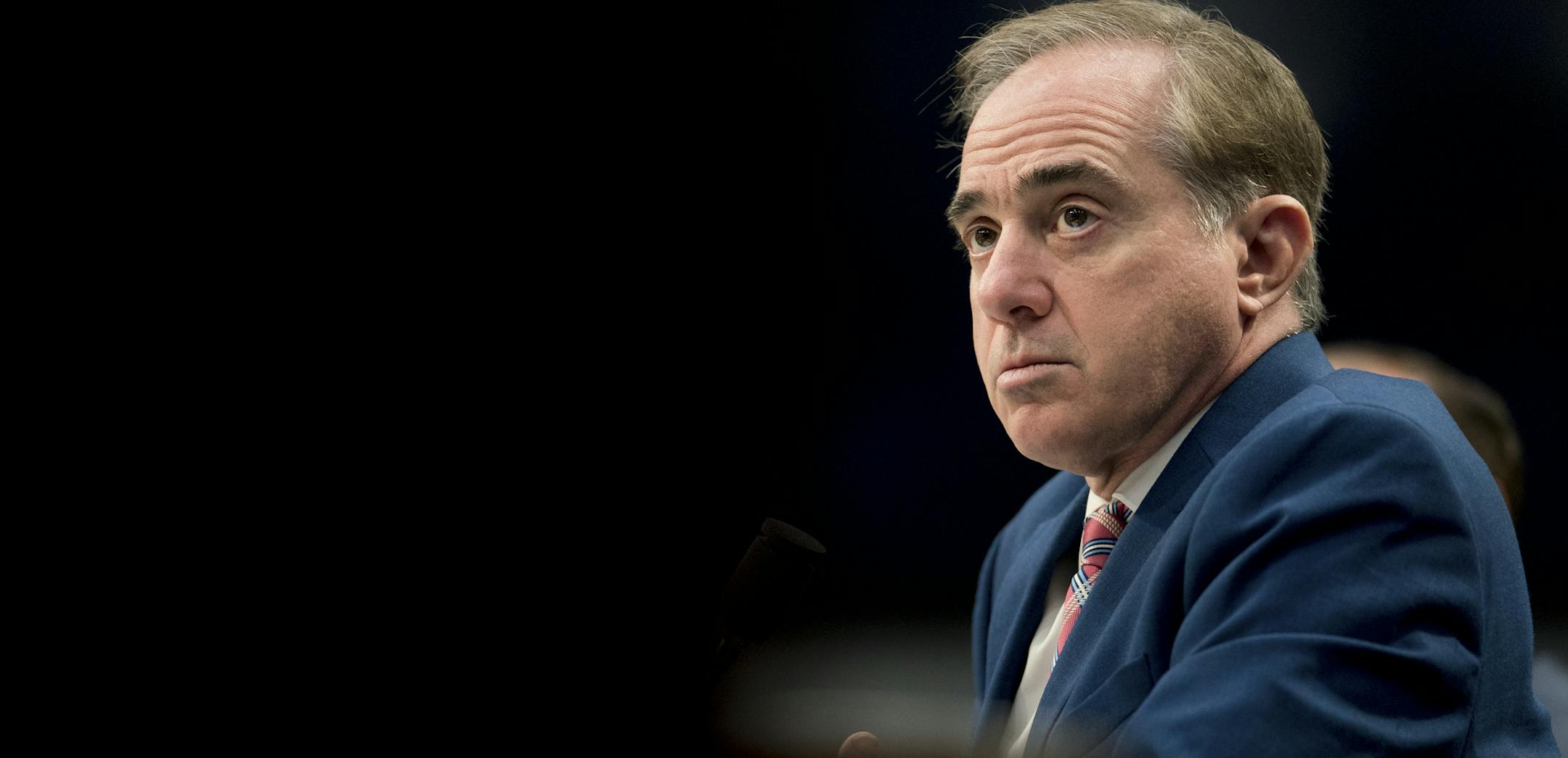 FILE-- Veterans Affairs Secretary David Shulkin during a House Appropriations Committee hearing about the budget for the government agency, on Capitol Hill in Washington, March 15, 2018. After weeks of uncertainty atop the Department of Veterans Affairs, President Donald Trump on March 28 said he plans to replace Shulkin with the presidentís personal physician, Adm. Ronny L. Jackson. (Erin Schaff/The New York Times)