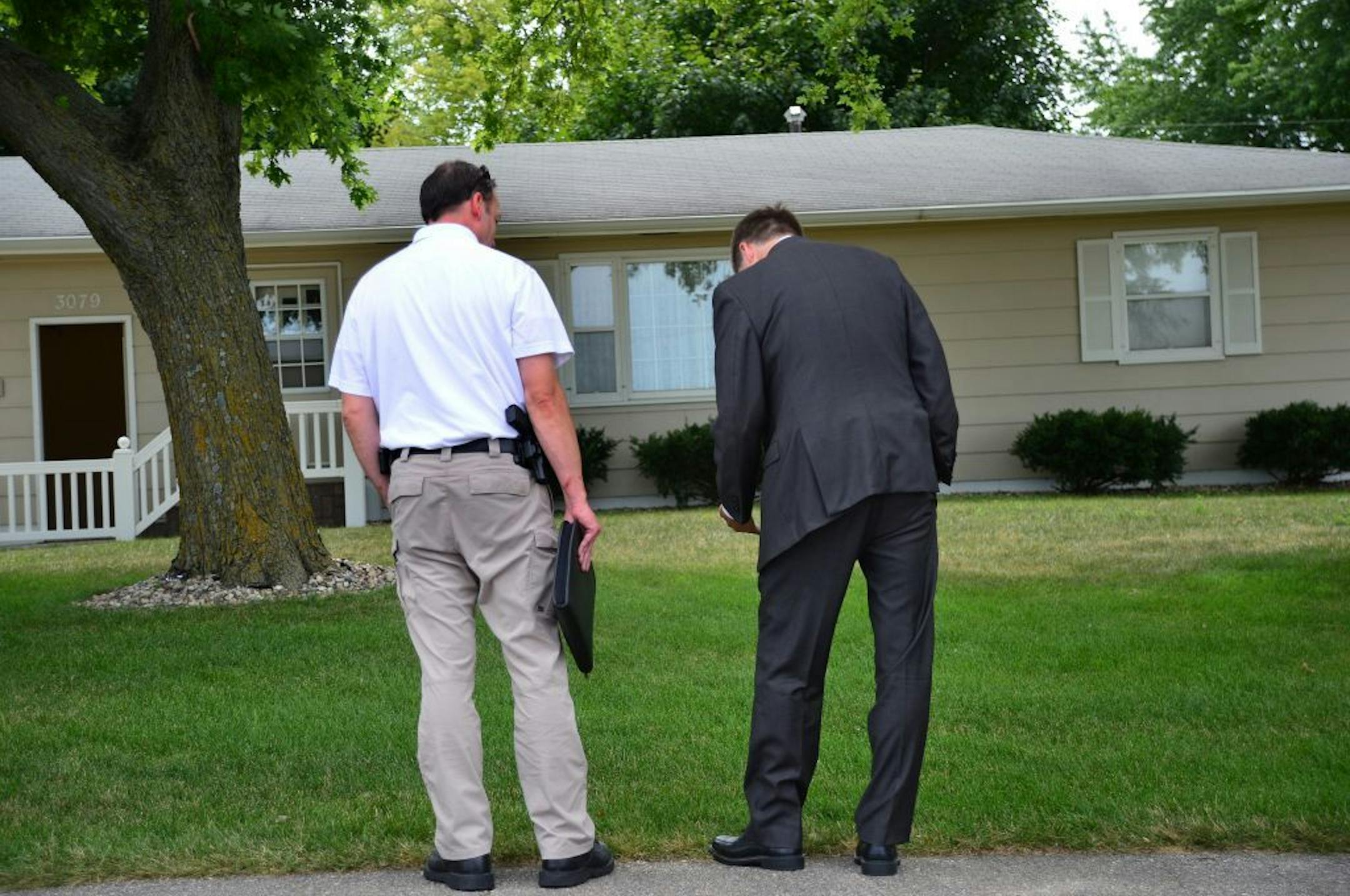 There were still police officials at Lila Warwick's house .The ambush robbery and murder of a 79-year-old Willmar church volunteer in her home was plotted by her 17-year-old grandson, according to charges filed Friday, which also detail how she was slashed with a 20-inch knife and strangled by a 19-year-old man while a third teenager acted as a lookout. Charged in Kandiyohi District Court were Brok Junkermeier, 19, Devon J. Jenkins, 16, and Robert I. Warwick, 17, a grandson of victim Lila Warwic