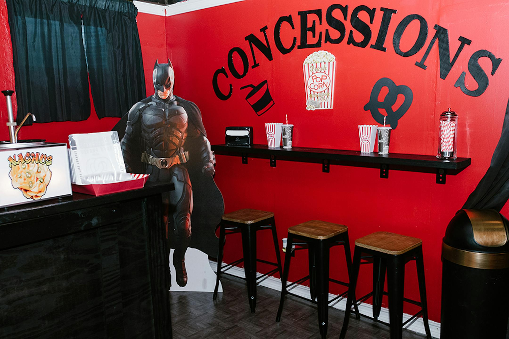 The Sheppard family concession stand — a pandemic addition to the basement theater they built in 2018, at their home in Indianapolis, Feb. 16, 2021. Since they have spent so much time at home in the last year, some homeowners have taken craft and design projects to a new level. (Stacy Able/The New York Times)