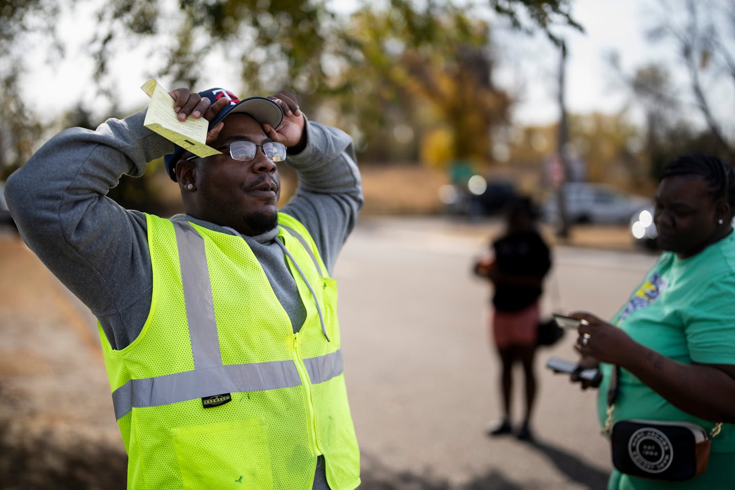 Marvin Haynes reacts with disapointment for failing his first drivers test in Andover, Minn. on Monday, October 21, 2024.
