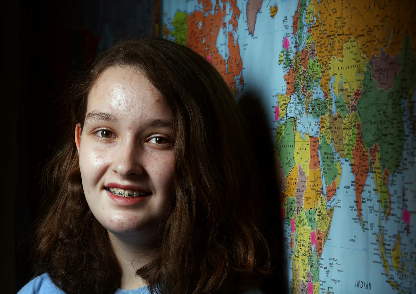 Maria Keller 14, at a warehouse in Hopkins where she collects thousands of books to distribute across Minnesota and the country to children in need Monday November 24 2014 in Hopkins, Minnesota. ] Jerry Holt Jerry.holt@startribune.com