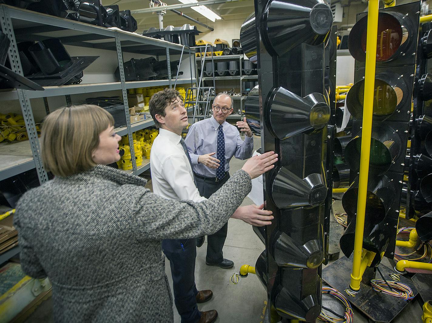 Minneapolis Mayor Jacob Frey toured the Public Works Department's Traffic and Parking facility on April 10.