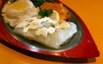 The holiday special lutefisk plate at Pearson's Edina Restaurant.