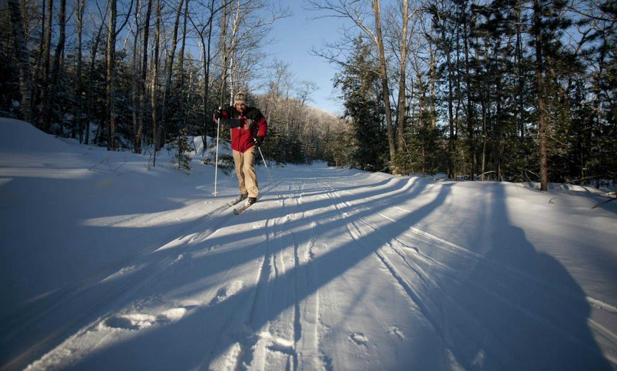 Cross-country skiers can find more than 40 kilometers of trails in the Mt. Ashwabay-Jerry Jolly trail system in Wisconsin.