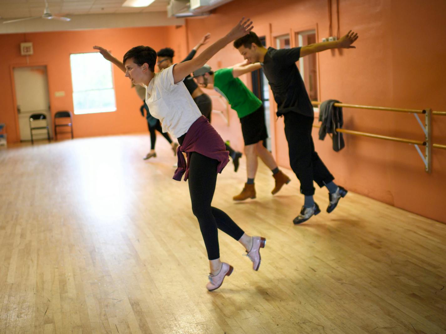 Kaleena Miller worked with students in preparation for the Twin Cities Tap Festival. ] GLEN STUBBE &#xa5; glen.stubbe@startribune.com Friday August 11, 2017 Profile of Kaleena Miller, co-founder of the Twin Cities Tap Festival (she also a founding member of Rhythmic Circus, a popular traveling show, though she recently left the troupe). The story will function as an advancer of the Twin Cities Tap Festival. Portrait and several action shots of Kaleena Miller, dancer and co-founder of the Twin Ci