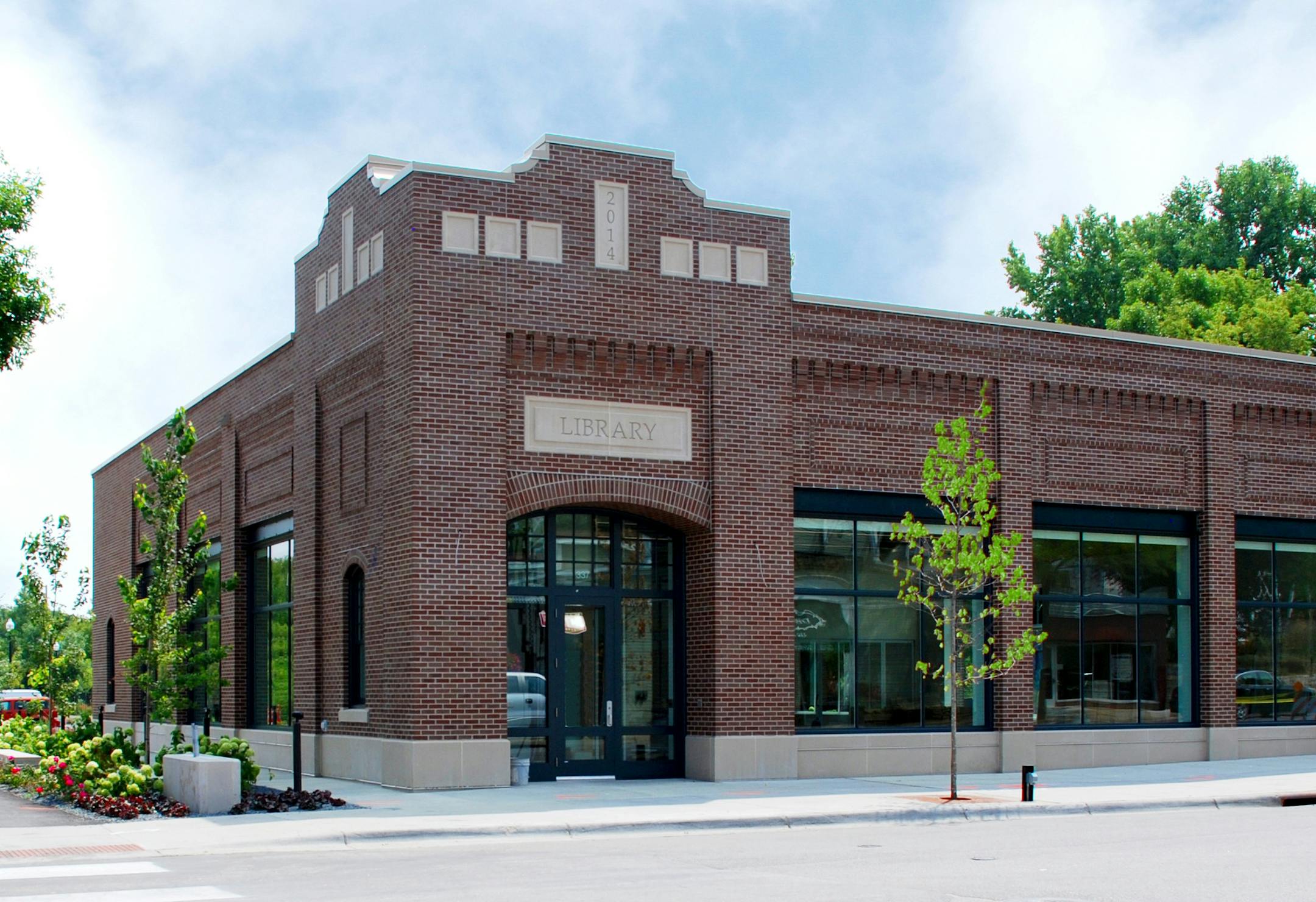 Exterior of new Hennepin County library in Excelsior, which is slated to open Sept. 13. Photo credit: Juli Bratvold, Hennepin County Library