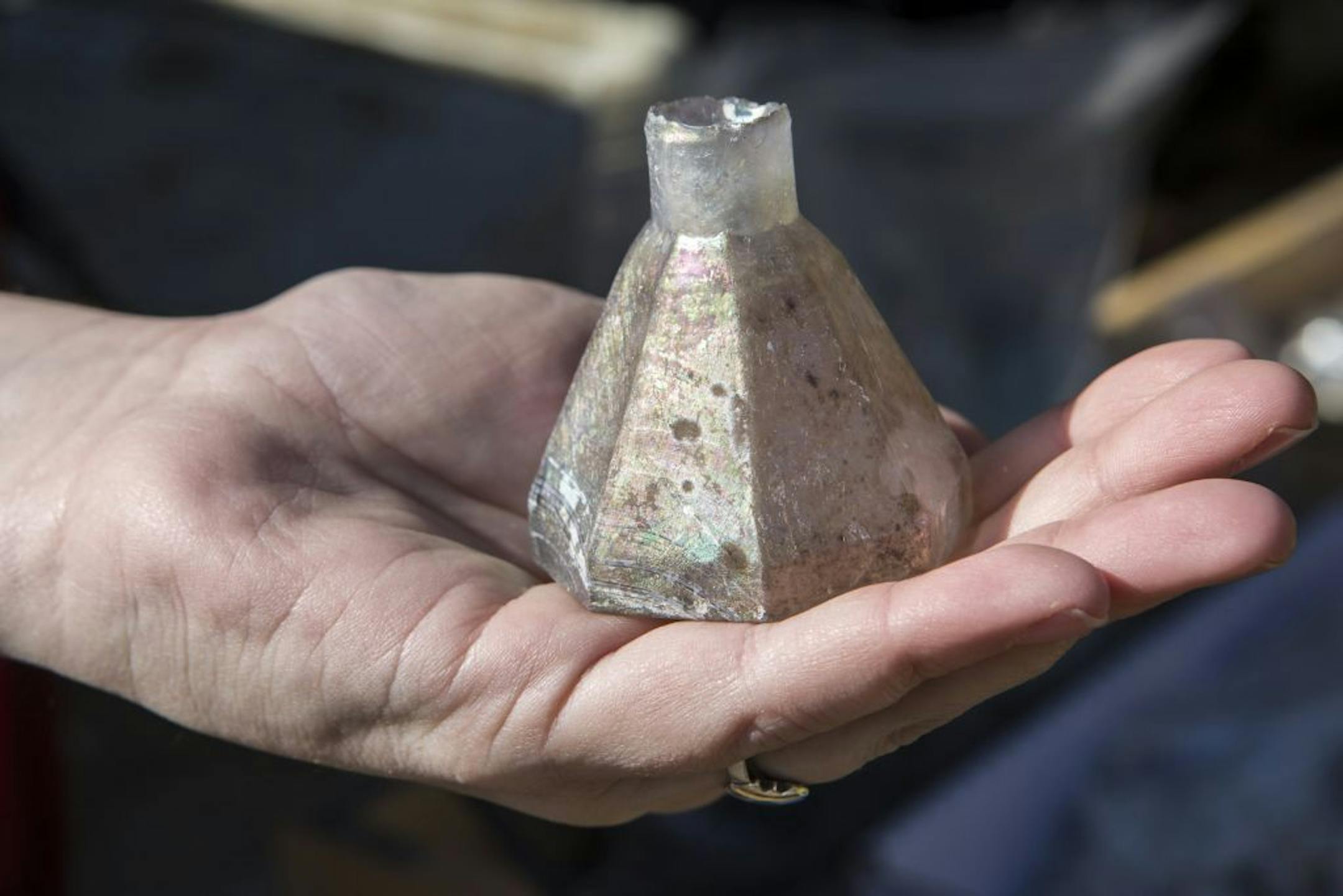 An inkwell found while excavating a Civil War-era site in Fredericksburg, Va.
