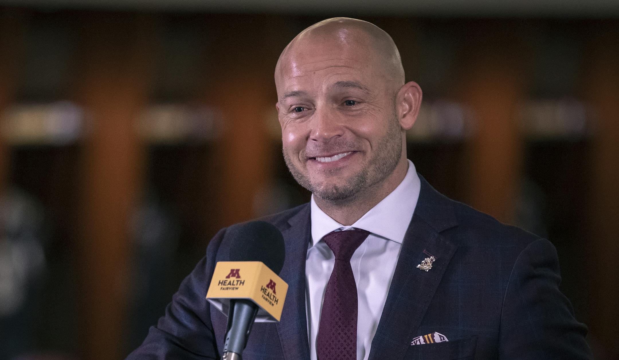 Gophers coach P.J. Fleck on Wednesday spoke to reporters about his recruiting class in the team locker room.