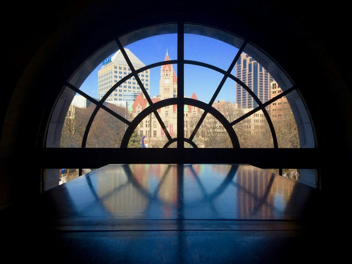 Cindy Boo of Ramsey: Inside the St. Paul Public Library overlooking Rice Park and The Landmark Center.