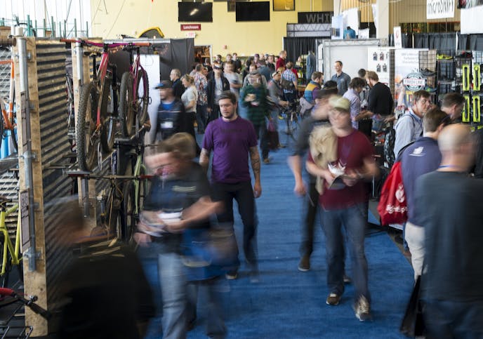 Attendees of Frostbike made their way through the convention Saturday at the Quality Bike Products campus in Minneapolis. ] (AARON LAVINSKY/STAR TRIBUNE) aaron.lavinsky@startribune.com Frostbike 2016 was held at the Quality Bike Products Campus on Saturday, Feb. 27, 2016 in Bloomington, Minn.