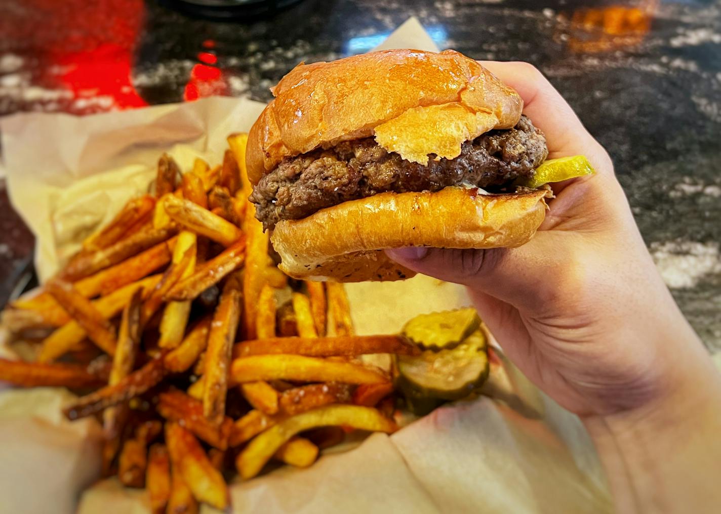 The Blue Door's version of the Juicy Lucy is the Blucy. Credit: Jon Cheng