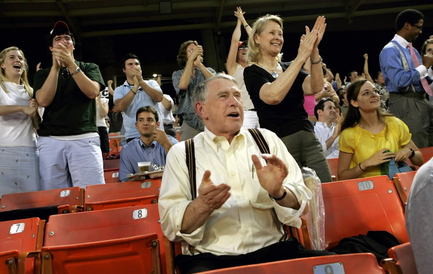 Congressman Martin Sabo (D.-Minn.) watches the annual Congressional Baseball Game between the Republicans and the Democrats Thursday, June 29, 2006 at RFK Stadium in Washington. Sabo retired this year as the Democrats' coach and manager.