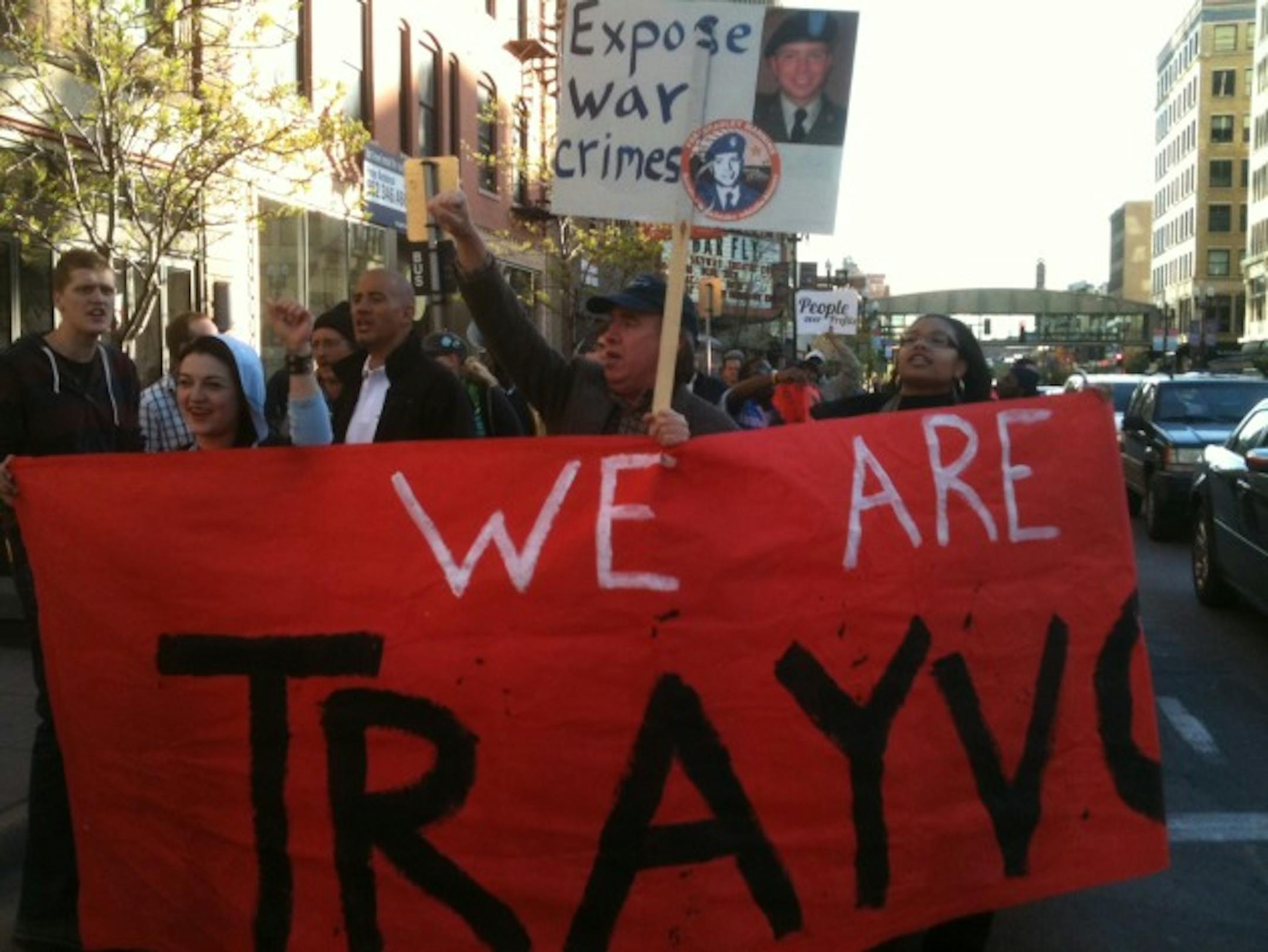 Protesters marched on Hennepin Avenue.