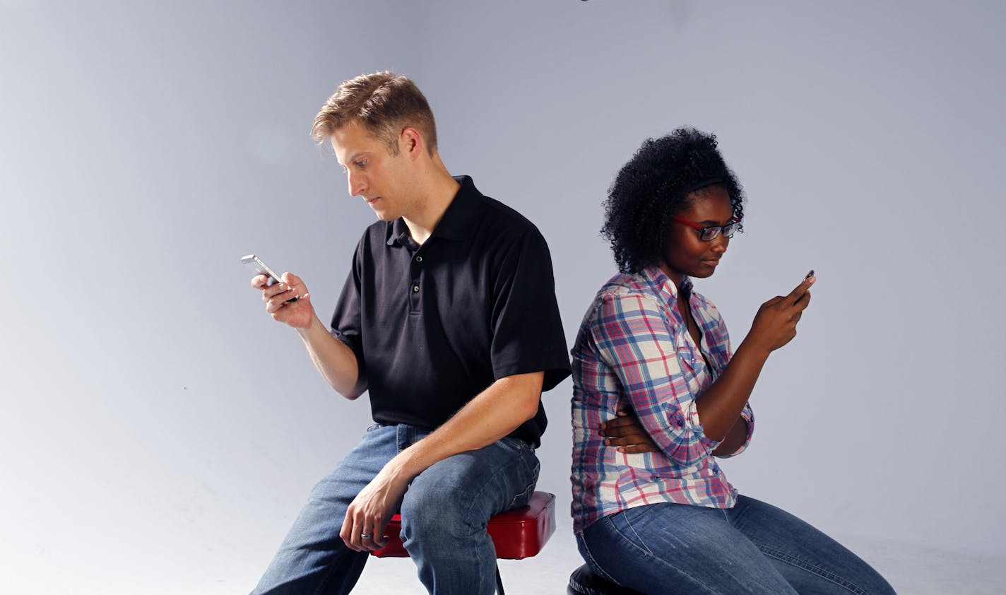 Photo illustration for phone apps - Ryan Carlson, tech evangelist at The Nerdery Jazinae Patterson, junior at Washburn High School