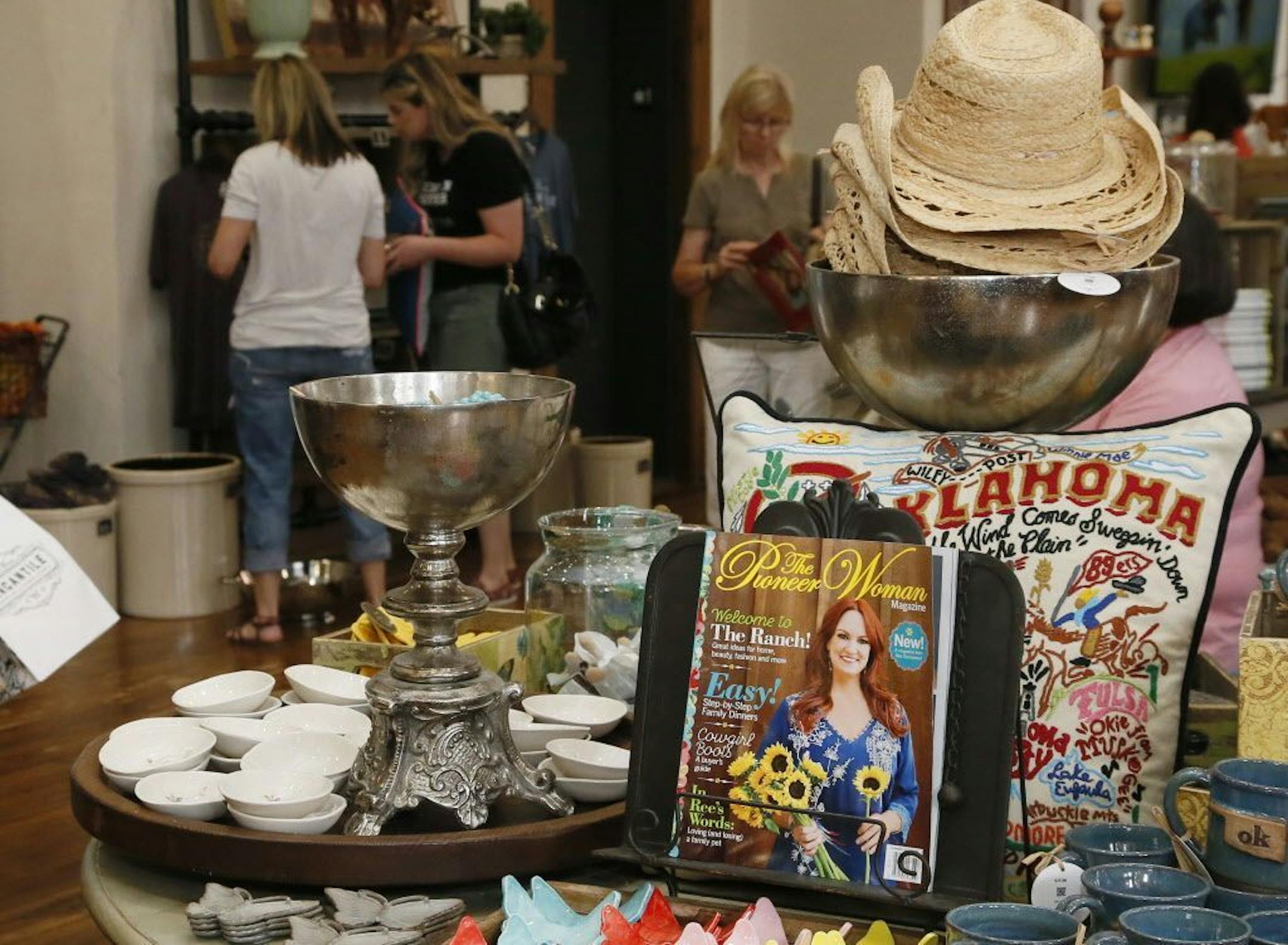 This Wednesday, June 14, 2017, photo shows a copy of The Pioneer Woman magazine with a photo of Ree Drummond on the cover on display for sale in The Mercantile, a store-bakery-restaurant she and her husband opened in Pawhuska, Okla. "A magazine is the print form of blogging in many ways," Drummond said in an interview with The Associated Press.
