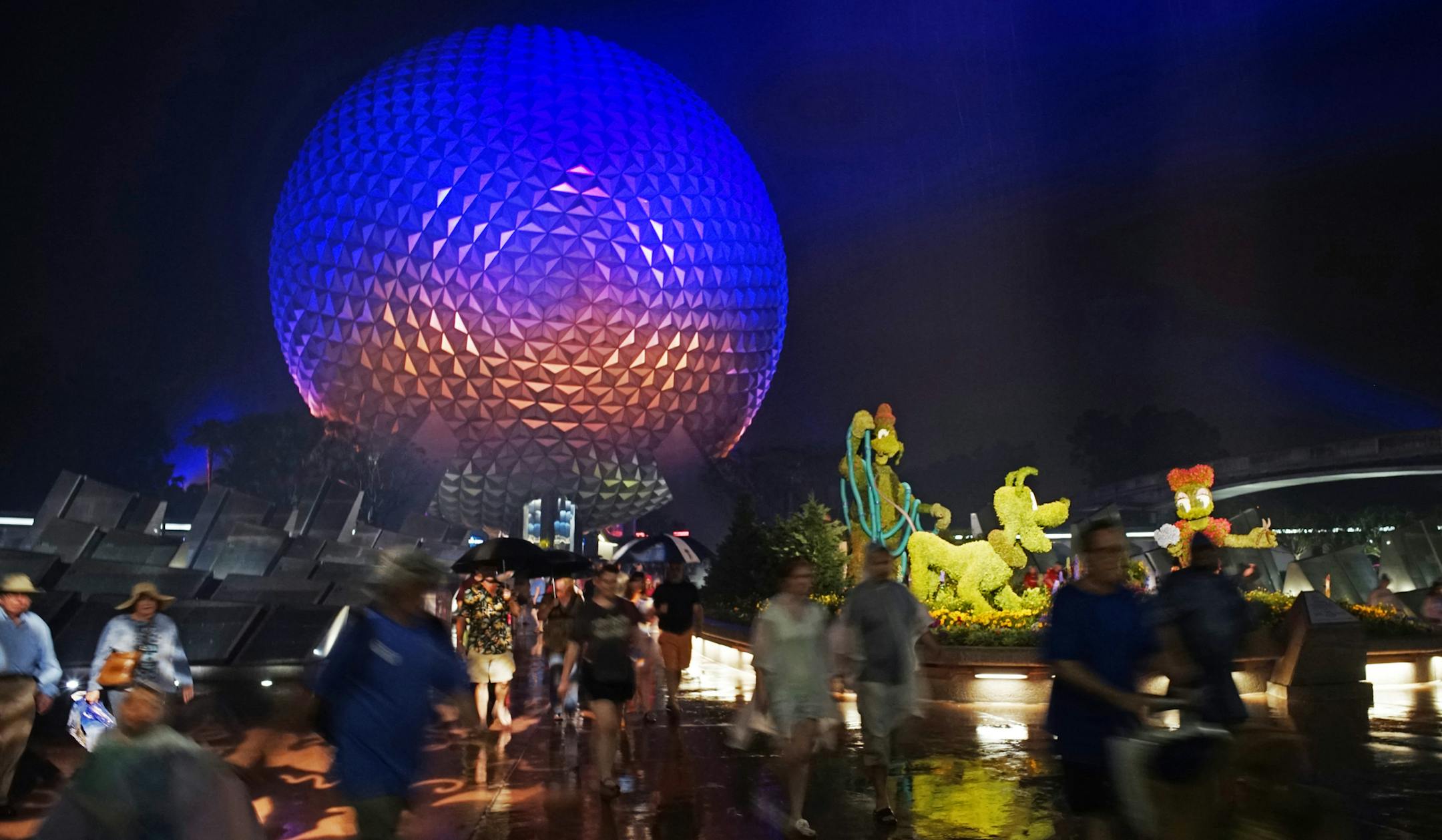 The iconic geodesic sphere plays backdrop to drinking tours of Epcot. Disney offers public transport, from a monorail to water shuttles, for imbibers.