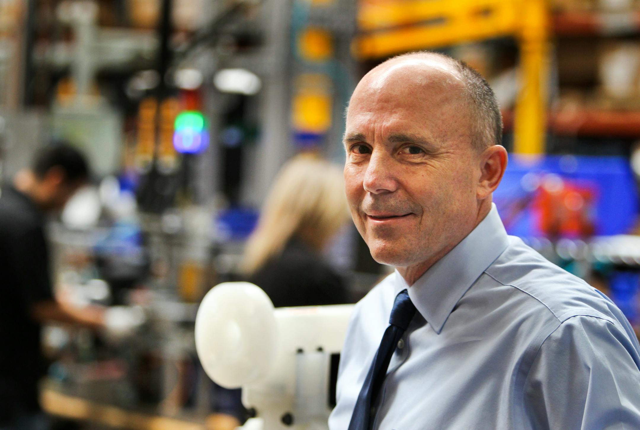 Graco CEO Patrick McHale on the process pump assembly floor of the northeast Minneapolis manufacturer of industrial spray painters and other fluid-handling equipment Thursday, Feb. 9, 2012, in Minneapolis, MN.] DAVID JOLES*djoles@startribune.com - Graco CEO Patrick McHale started out 22 years ago as a machinist supervisor and now heads the northeast Minneapolis company. Graco manufactures mostly in the U.S. and exports more than 50 percent of its products overseas, reversing the trend of the las