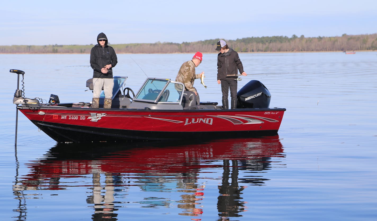 On Cass Lake early Saturday monring, the lake was as flat as glass. Some walleyes were picked up there by anglers fishing at the entrance to Kitchi Lake.