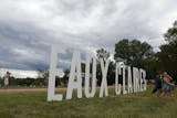 Festival goers took photos with a massive Eaux Claires sign.