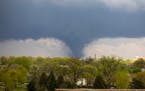 A tornado touches down on Friday, April 26, 2024, in Lincoln, Neb.